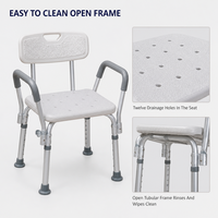 Chaise de bain avec dossier et accoudoirs, cadre en alliage d'aluminium, antidérapante, 6 pièces, vente en gros, pour personnes âgées et handicapées