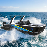 Bateau à pontons en fibre de verre, croiseur sportif haut de gamme, loisirs en famille, sièges spacieux, pêche en mer, yacht d'aventure