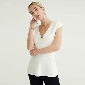 Suéter de lana con diseño <span class=keywords><strong>cruzado</strong></span> Blanco clásico para <span class=keywords><strong>mujer</strong></span> - Product Image 1