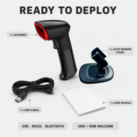 Lecteur de codes-barres 1D 2D USB haute performance avec support à détection automatique pour le commerce de détail et la gestion des stocks en entrepôt
