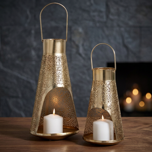 Luxury Gold Metal Candle Lantern Handmade Votive Holder Reusable Durable Festive Wedding Table Centerpiece Hanging Lantern - Product Image 5