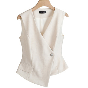 Women's Suit Vest 2026 Summer New Style Elegant Professional Linen Slim Fit Sleeveless Top - Product Image 5