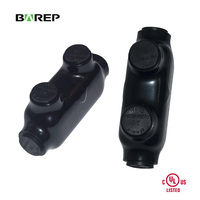 Connecteur multi-tirs isolé BAREP à double entrée 2 ports, 14-2 AWG Cu/Al, homologué UL 486A-486B, raccord PVC noir pour câble d'alimentation