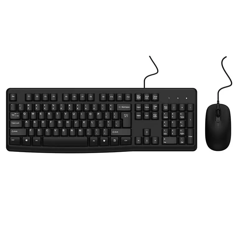 Logitech teclado com fio e mouse, combinação para windows, teclado de tamanho completo, compatível com pc, laptop, mouse ótico com fio