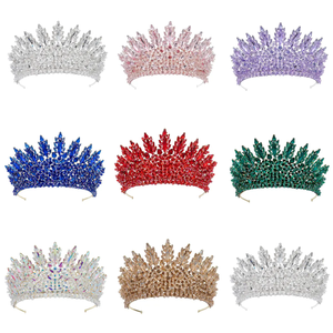 Baroque Đa-Màu Kim Cương Pha Lê Vương Miện Headband Hợp Kim Pageant Công Chúa Prom Đảng Wedding Mũ sắt Tiara Cho Sinh Nhật - Product Image 1