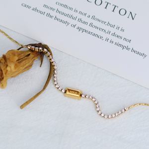 Bracelet Tennis Zircon Plaqué Or 18 carats en Acier Inoxydable Tendance, Vente en Gros Personnalisée, Bijoux Zhishang pour Femme, Cadeau - Product Image 6