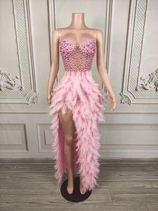 Nhà thiết kế sang trọng của phụ nữ thanh lịch sàn Dài bóng áo choàng màu đen buổi tối prom sequined khe cao khiêm tốn cộng với Kích thước bên lông - Product Image 6