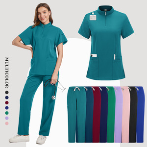 Unisex Stretch <b>Scrub</b> Suit Split Set Moisture Wicking Quick Dry Hospital Uniform For Doctors And Scrubbers S XXL - Product Image 1