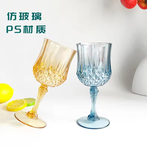 Verres à vin de réception de mariage en plastique bleu vintage de haute qualité pour grands événements et fêtes - Product Image 4