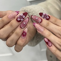 Lot de 24 faux ongles de luxe en amande, motif 3D fleur de glace et perle, en plastique ABS, pour salon de manucure, faux ongles à presser pour doigts, longs, style Instagram