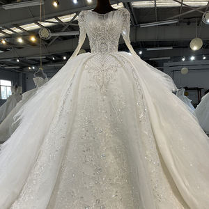 فستان زفاف أبيض فاخر للسيدات بمقاس كبير Mn110 للبيع بالجملة فستان زفاف أنيق وأنيق للزفاف - Product Image 6