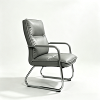 Fauteuil de Direction Moderne en Cuir PU Gris, Chaise de Bureau pour Directeur Général, Fauteuil de Bureau à Dossier Haut avec Base en Trappeau, Mobilier de Réunion