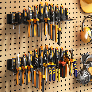 Estante de almacenamiento de herramientas montado en la pared, de acero al carbono, de 2 niveles, para alicates, destornilladores, organización de taller - Product Image 1