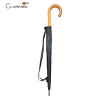 YS-1047 Parapluie droit semi-automatique coupe-vent avec manche en bois, impression de logo personnalisé, parapluie promotionnel pour entreprise