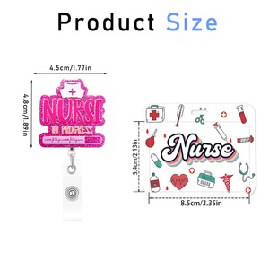 Vente en gros usine de badges d'infirmière, de rouleaux de cartes, de boucles à dégagement rapide et de porte-cartes horizontaux NURSE à paillettes, de la gamme médicale et infirmière. - Product Image 2