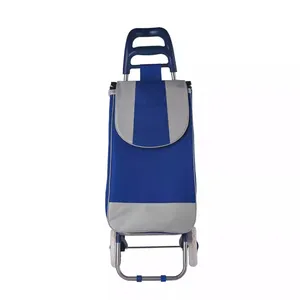 Wholesale promotion trolley two portable with seat foldable tool 2-in-1 shopping cart bag wheels