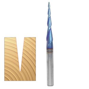 1/16 "ثلاثية الأبعاد نحت مستدق نهاية مطحنة 4 الناي ZrN/نانو الأزرق المغلفة CNC راوتر بت 5.5 درجة - Product Image 1