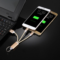 Cable de Carga Rápida 4 en 1 con Logotipo Personalizado, Cable de Nailon Trenzado de Cobre Puro 2A, Cargador de Llavero Multi USB Tipo C Micro USB para Teléfono