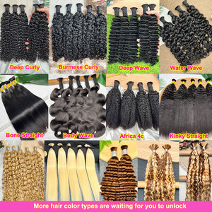 Cheveux humains 100% vierges naturels non traités, bouclés profonds, en vrac, pour tresses bohèmes, sans trame, pour extensions de cheveux à tresser - Product Image 5