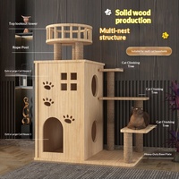 Structure d'escalade et nidification pour chat en bois massif, grande maison pour chat intégrée avec arbre à chat et design capsule pour la maison
