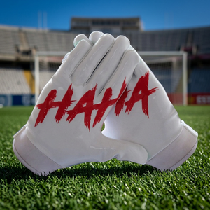 HAHA Customized Silicon Palm American Football Gloves Full Finger Lightweight Hand Grips <b>Hook</b> Loop Closure Unisex Sports Use - Product Image 2