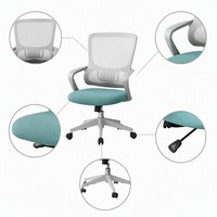 Chaise de bureau pivotante en maille pour centre d'appels, avec support lombaire à lattes, accoudoirs en T fixes et assise de bureau réglable en hauteur