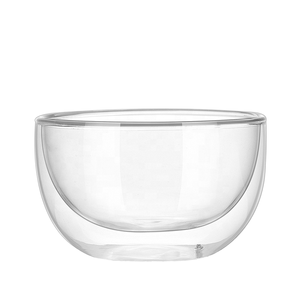 Bol en verre à double paroi de qualité supérieure, poli à la main, design européen, pour fruits et salades, avec isolation transparente - Product Image 1