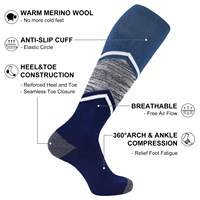 Chaussettes de ski en laine mérinos sur mesure, longues, anti-froid, très élastiques, pour l'alpinisme en extérieur, avec logo intégré