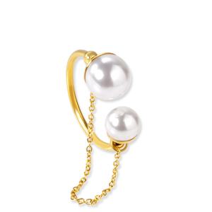 Anillo de Dedo Chapado en Oro de Moda 2021, Diseños en Forma de U, Anillo de Joyería con Perlas, Anillo de Perlas de Agua Dulce para Mujer - Product Image 1