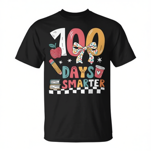 Camiseta con Lazo Coqueta para Niñas, Feliz Cumpleaños Escolar de 100 Días, Camisetas Promocionales para Niños de 100 Días de Escuela - Product Image 3