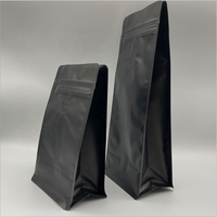 Sacs à café à fond plat 250g 16oz, sac à café à gousset avec valve à sens unique, sacs en plastique en aluminium à fermeture éclair