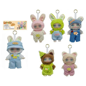 Poupée articulée pour bébé de 7 pouces (18 cm) en vinyle et peluche avec porte-clés et cartes de poupée - Product Image 1