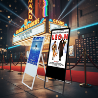 Écran LCD publicitaire extérieur de 43 pouces, affichage numérique mobile portable, kiosque d'affichage avec roues, animation