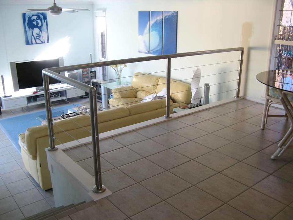 Stainless Steel Cable Railing Modern Stairwell Handrail Floor Mounted ...