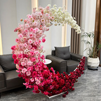 Arche de fleurs artificielles en soie de luxe DIY, 2 m de largeur/hauteur, blanc, rose, rouge, rose, décoration de mariage, support en forme de croissant, modèle RMTS 0621