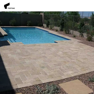 Tostone Top Sales spazzolato naturale travertino <span class=keywords><strong>piscina</strong></span> a goccia con bordo quadrato con bordo quadrato in pietra per Villa decorazione giardino - Product Image 3