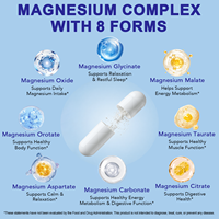 VEGONAUD GMP Complexe de Magnésium 8-en-1 Nutribraine Premium – Capsules de Magnésium pour Adultes pour le Soutien Cognitif, la Densité Osseuse et le Sommeil