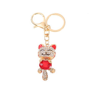 Personnalité prix usine Fortune dieu chat pierre précieuse cristaux <span class=keywords><strong>Swarovski</strong></span> métal abondance animal chat porte-clés positif porte-clés - Product Image 3