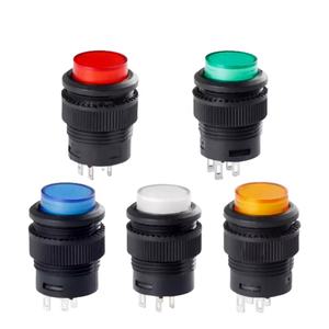 Interrupteur à bouton-poussoir LED rond à verrouillage automatique R16-503AD R16-503BD, réinitialisation momentanée, 250VAC 3A - Product Image 1