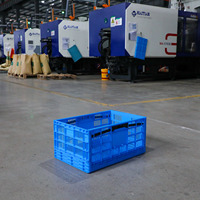 Boîtes pliables de stockage alimentaire en plastique pour tomates Boîte à raisins Caisse personnalisée en plastique PP pliable en maille bleue