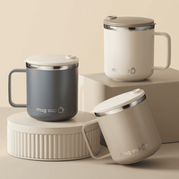 Mug à café en acier inoxydable sans BPA, anti-fuite, 400 ml, à double paroi isolée, réutilisable, avec poignée et couvercle coulissant