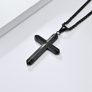 Unisex <b>titanium</b> steel cross necklace with a unique geometric design, popular in Europe and America, featuring a colorfast cross - Product Image 3