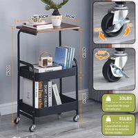 Vente en gros Chariot de rangement utilitaire en métal à 3 niveaux personnalisé Organisateur de table d'appoint en bois avec roues verrouillables pour salle de bain et salon
