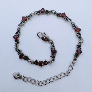 Stainless Steel Gothic Bracelet Punk Chain Bracelet With Red Heart Stone Bat Wings Design Fashion Jewelry for <b>Men</b> Women Dark - Product Image 1