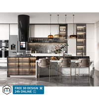 Meubles de cuisine modulaires modernes en bois massif personnalisés George Group avec évier, robinet, charnières et finition stratifiée en marbre de qualité E0/E1