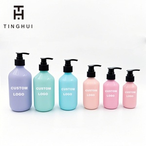 Bouteilles rondes en PET vides de 100 ml, 230 ml, 300 ml, 380 ml, 400 ml avec pompe pour shampoing et huile – Bocal en plastique avec pompe - Product Image 2