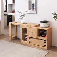 Buffet de salle à manger en bois massif avec plateau en pierre, nouveau style 2025, table à manger rectangulaire mobile pour usage domestique, table à manger pliante