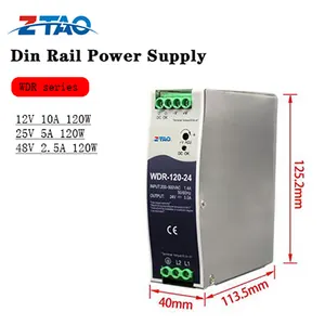 מינוול WDR-120 סדרת 120W כניסה רחבה במיוחד תעשייתית DIN מסילה ספק כוח WDR-120-24 עם אור לד ומצלמות במעגל סגור 120W