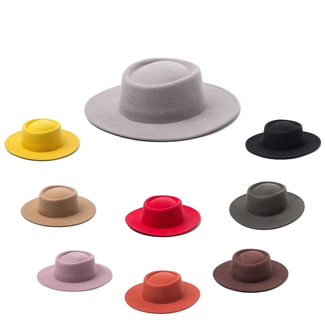 Custom Men Women 100% Australian Wool  Fedora Hats Classic Black Wide Stiff Brim Felt Pork Pie Hat  Sombrero Felt Hat