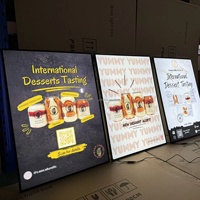 Caja de Luz LED de Vidrio Templado a Todo Color de Alto Brillo, Pantalla de Marco LED, Tablero de Menú Rectangular Personalizado, Caja de Luz Publicitaria a Prueba de Polvo